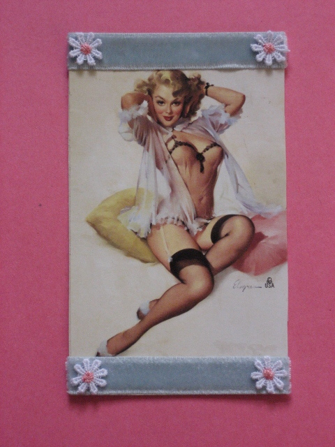 vintage pin up valentine. Each vintage pinup valentine is made with unbleached vintage card stock and 